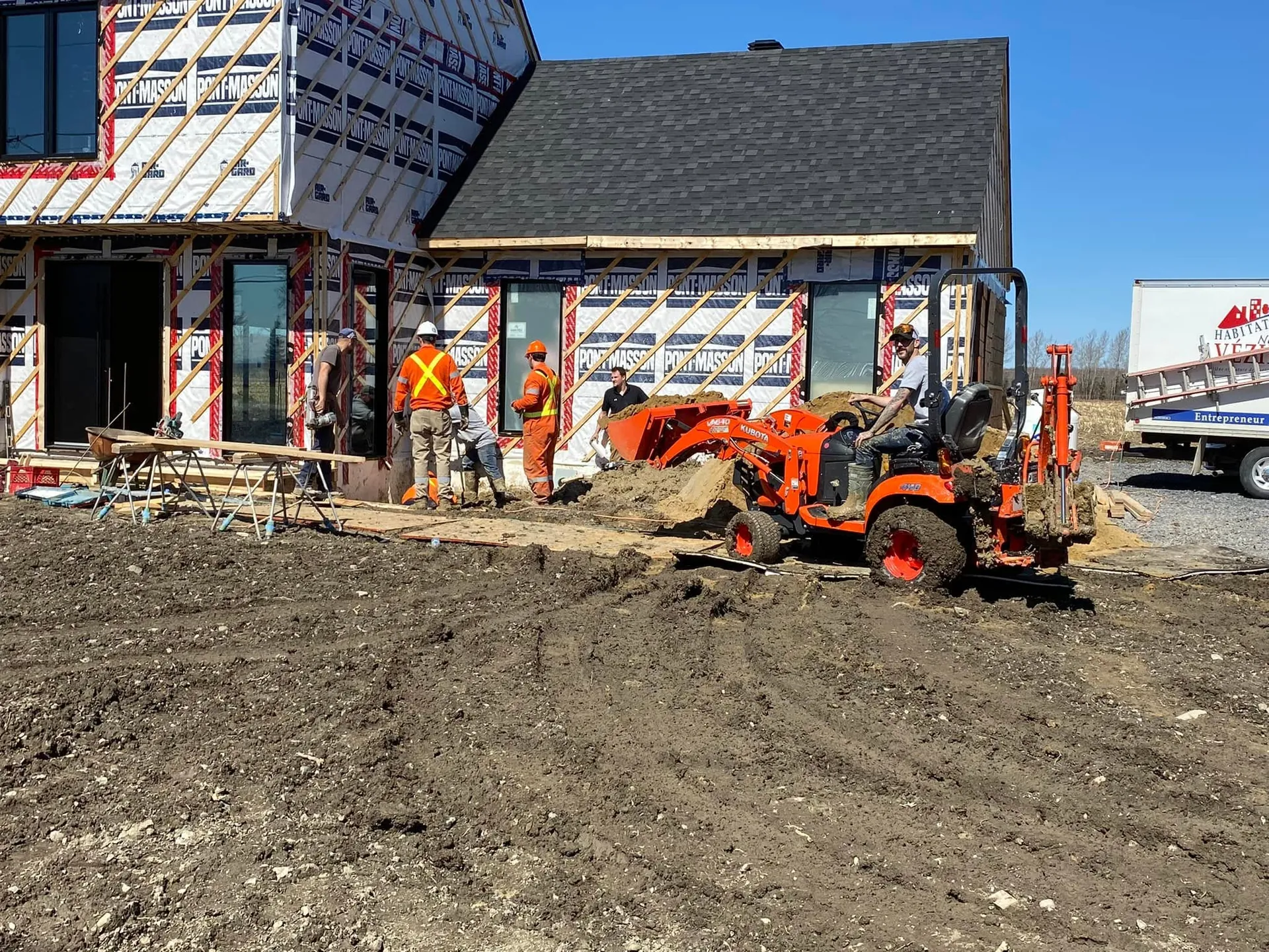 Retail building addition under construction during the electrical fit-out.