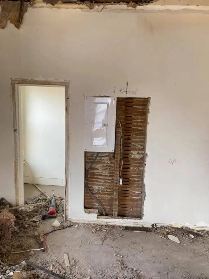 Interior wall opened during the early stage of a residential renovation.