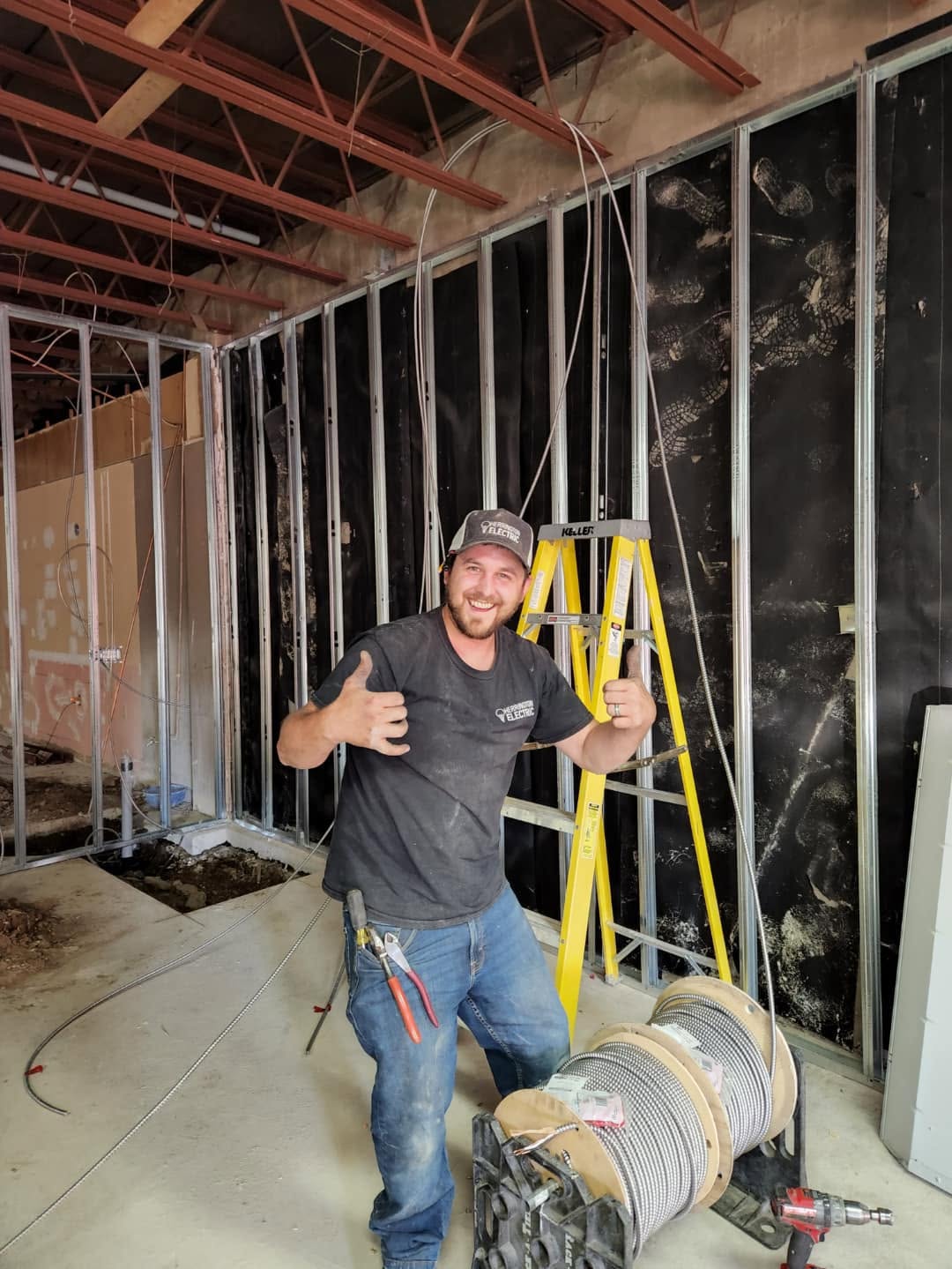 Ryan Herrington on site during a commercial electrical rough-in